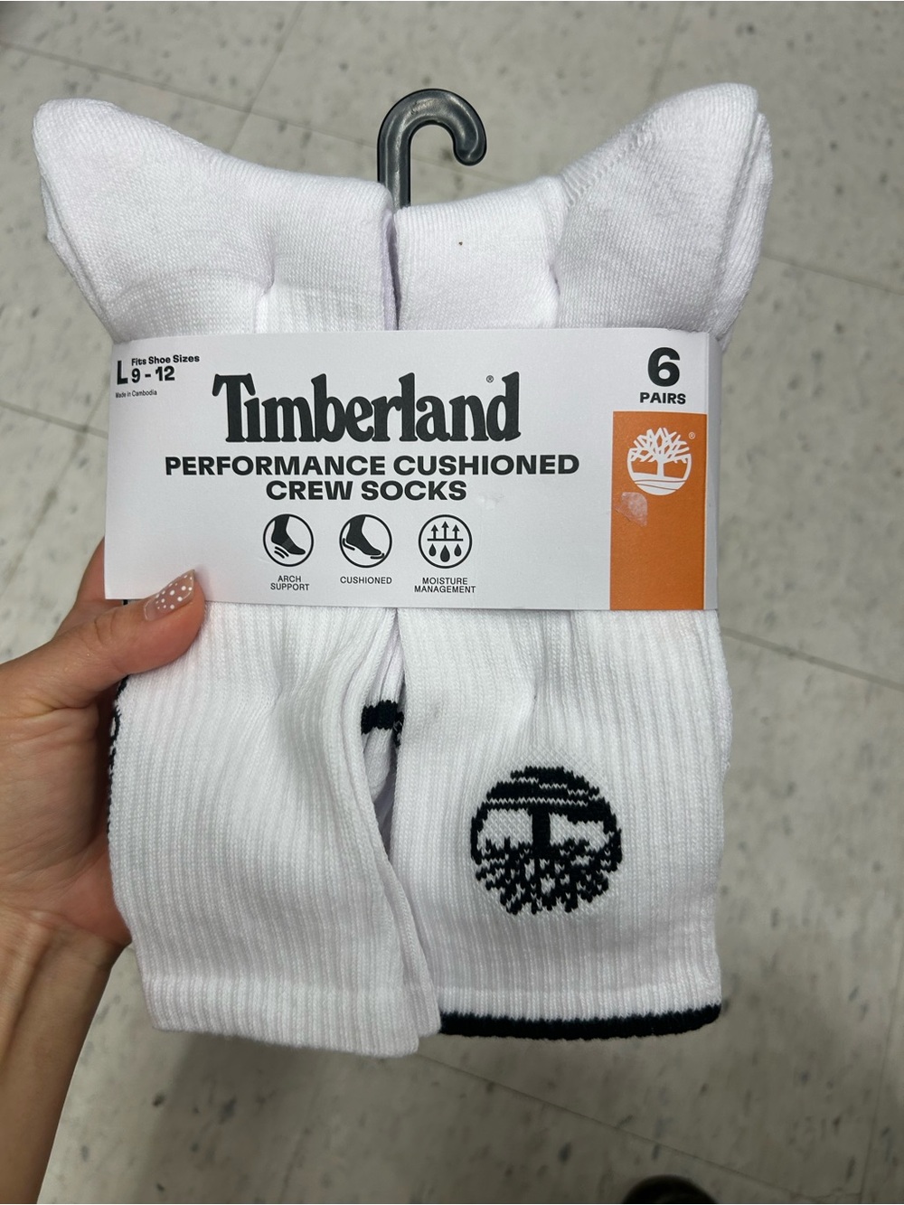 Timberland men’s Performance Cushioned Crew Socks (6 Pack)